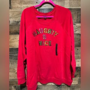 Torrid 3 NWT Red Sweater Pullover 3X Nice and Naughty Womens